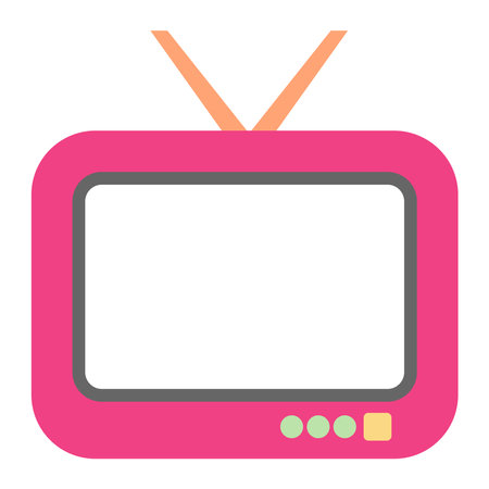 Cute red retro TV frame. Bright color border. Transparent empty for text, message, photo. Flat design, EPS10 vectorのイラスト素材
