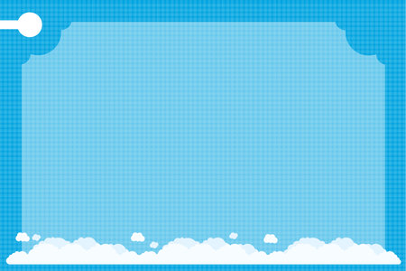 Seamless decoration border frame with white cloud pattern, sky view. Blue background wallpaper. Vector, illustration, EPS10のイラスト素材