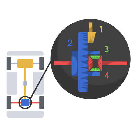 Vector illustration explaining the basic working principle of an automobile differential.のイラスト素材
