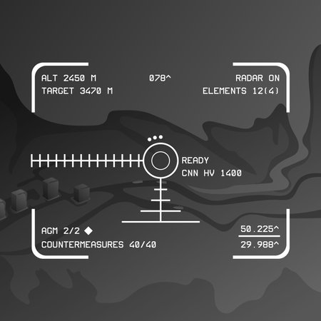 Illustration of the interface of a fictional combat UAV with a thermal imager.のイラスト素材