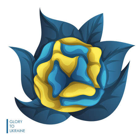 Illustration of a flower in the Ukrainian national color blue-yellow.のイラスト素材