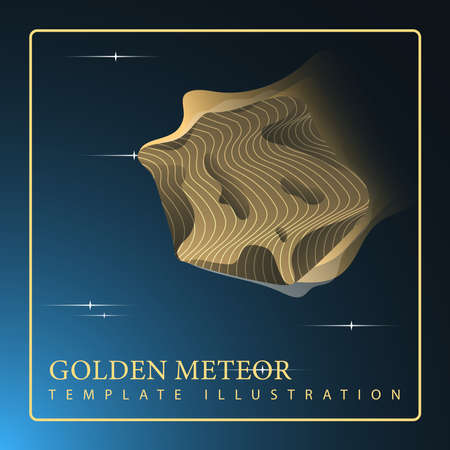 Vector illustration of abstract golden meteor on space background. Modern astronomical template design with text.のイラスト素材