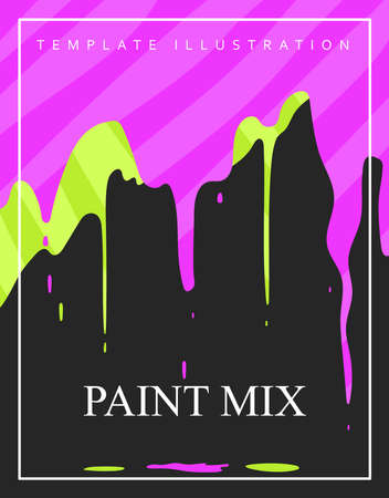 Vector illustration of an abstract colorful background with smooth flowing blobs of colors at the top of the screen. Modern template design with text and abstraction.のイラスト素材