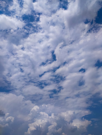 Blue sky background with tiny clouds. natural sky background and wallpaper.