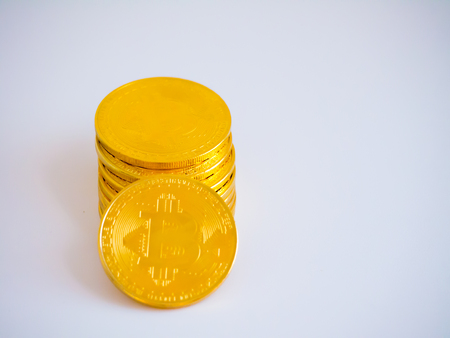 stack of bitcoinsの写真素材