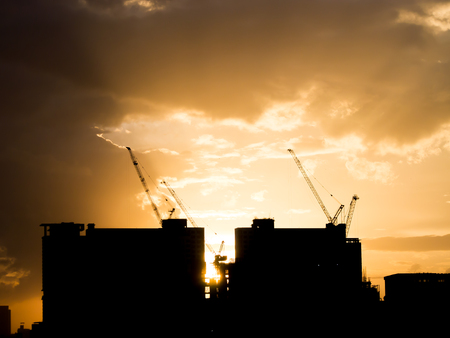 Sunset at city of Bangkok with buildingのeditorial素材