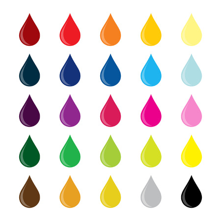 set of icons drops of water, oil, ink, and other liquidsのイラスト素材