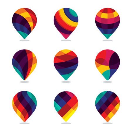 Set of icon map pointer (pin) with colorful design conceptのイラスト素材