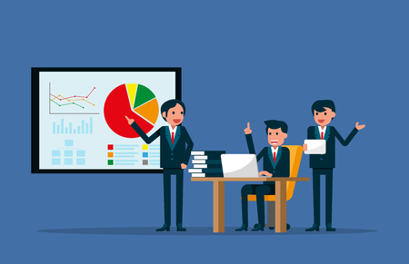 Business team working together in office. Vector illustration meeting concept.のイラスト素材