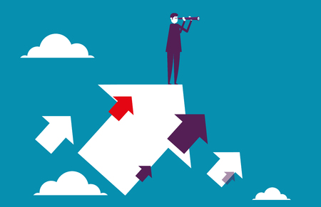 Businessman standing arrows and growth to success. Vector illustration Business concept.のイラスト素材