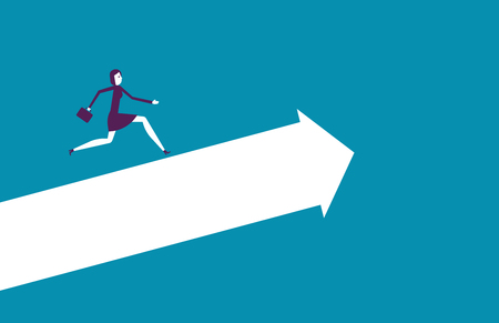 Woman running to up. Vector illustration financial growth business concept.のイラスト素材