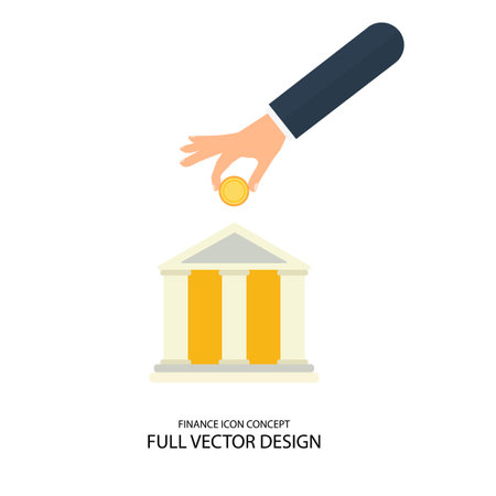 Finance Icon and Symbol with Coin, Saving and Investment Concept Vector Designのイラスト素材