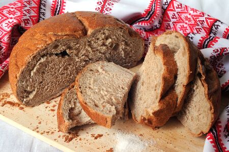 Still life with black breadの写真素材
