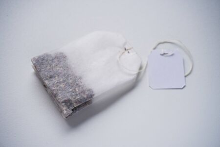 Herbal teabag on white backgroundの写真素材