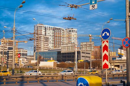 Construction of a new residential block of apartments in Moscowの写真素材