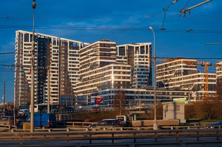 Construction of a new residential block of apartments in Moscowの写真素材