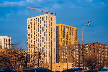Construction of a new residential house in Moscowの写真素材