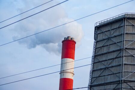 Smoking pipe thermal power station in Moscowの写真素材