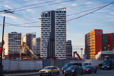 Construction of a new residential block of apartments in Moscowの写真素材