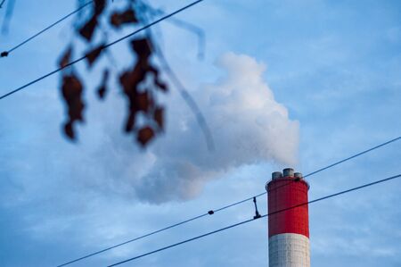 Smoking pipe thermal power station in Moscowの写真素材