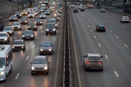 Moscow road traffic on on Third transport ringの写真素材