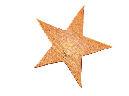 Brown star with annual rings of woodの写真素材