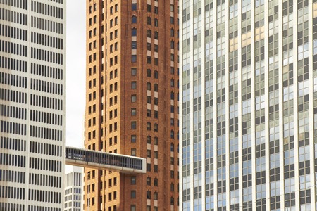 Detroit USA in Downtown with ancient skyscrapers in detailのeditorial素材