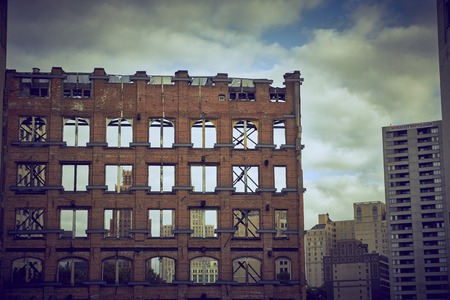View at Ruin with clouds in Downtown Detroit USAのeditorial素材
