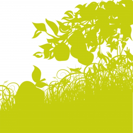Apple in the grassのイラスト素材