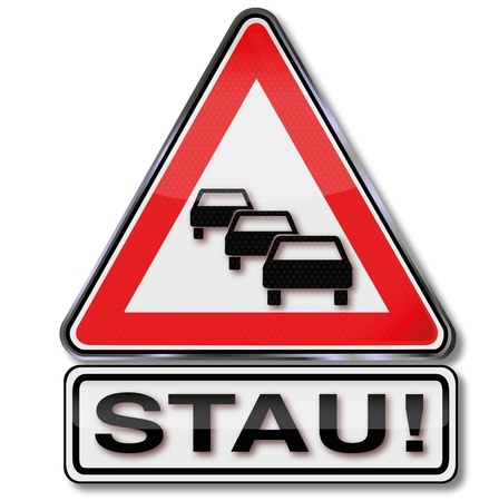 Traffic sign warning  traffic jamのイラスト素材