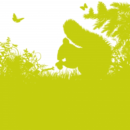 Squirrel and oak nutのイラスト素材