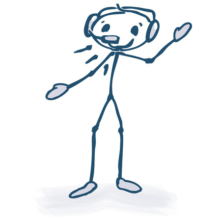 Stick figure with headset のイラスト素材
