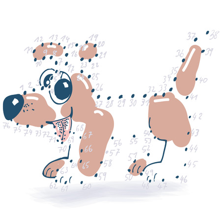 Point drawing with a little dog のイラスト素材