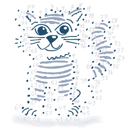 Point drawing with a little cat のイラスト素材