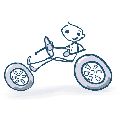 Stick figure with a car のイラスト素材