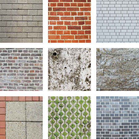 Nine images of walls and stonesの写真素材