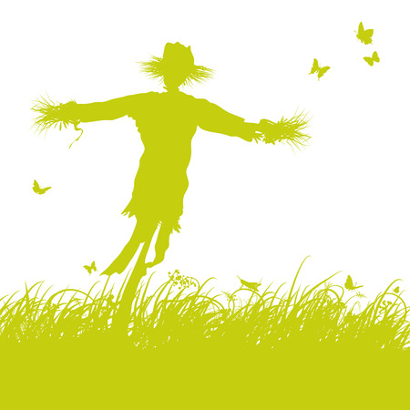 Blades of grass and scarecrowのイラスト素材