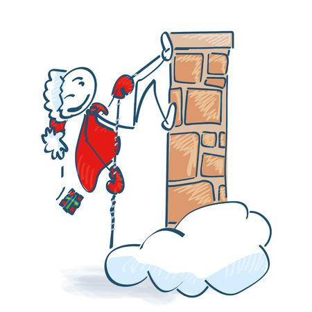 Stick figure  Santa goes high at the stoneのイラスト素材