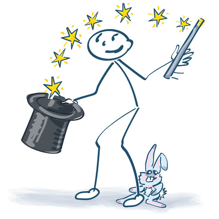 Stick figure with as a magicianのイラスト素材