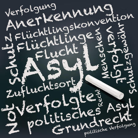 Blackboard and chalk with asylumのイラスト素材