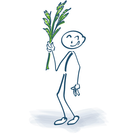 Stick figure with palm frondsのイラスト素材