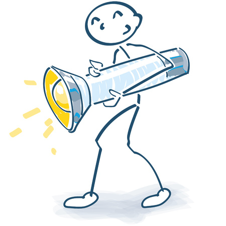 Stick figure with a large flashlightのイラスト素材