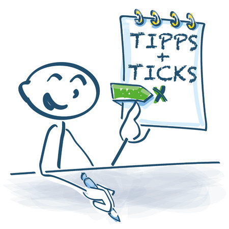 Stick figure with tips and tricksのイラスト素材