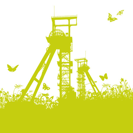 Conveying towers in the grassのイラスト素材