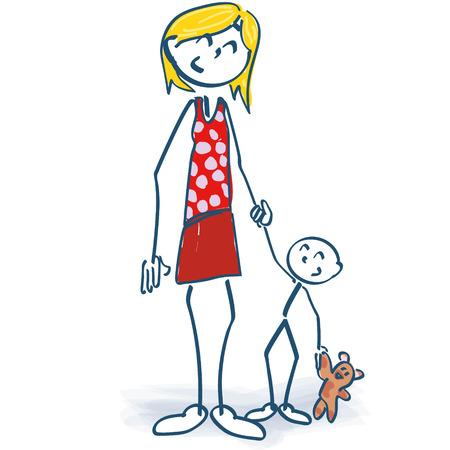 Stick figure as a mother with childのイラスト素材