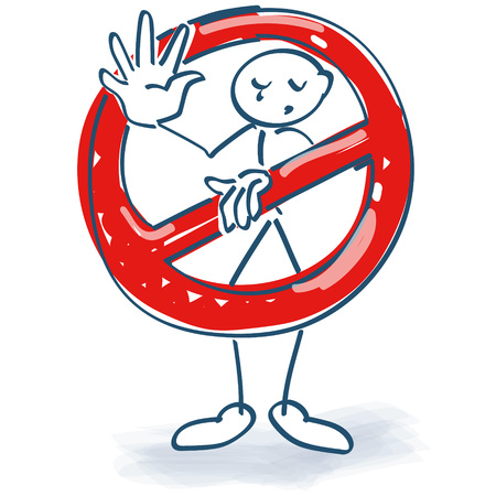 Stick figure with a banのイラスト素材