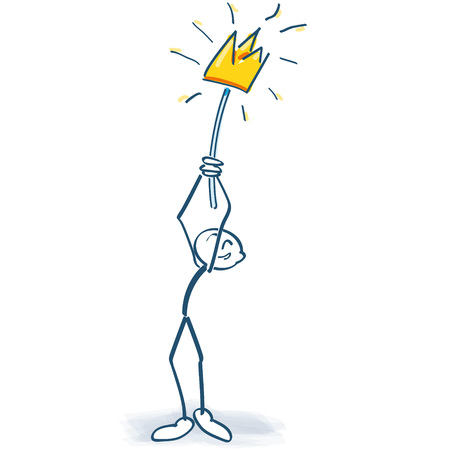 Stick figure with crown on a stem in the airのイラスト素材
