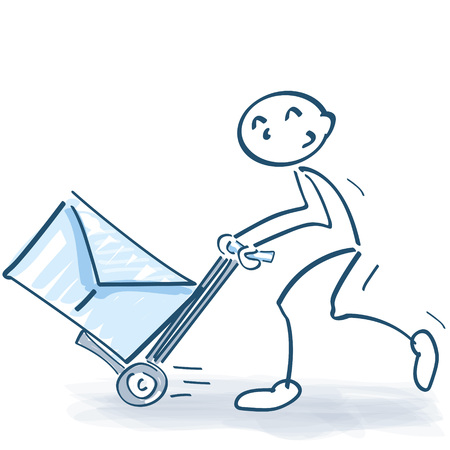 Stick figure with a thick envelope.のイラスト素材
