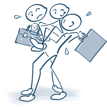 Stick figures carrying an injured colleague with a bagのイラスト素材