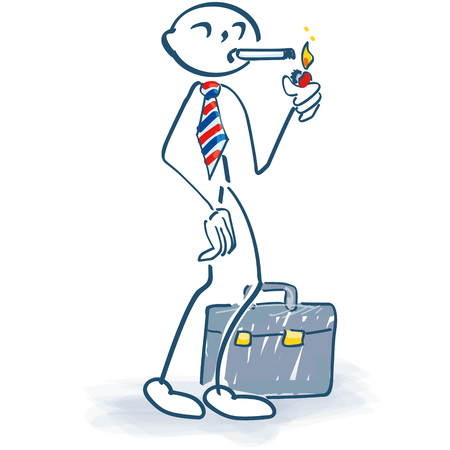 Stick figure as a manager makes as a cigarette breakのイラスト素材